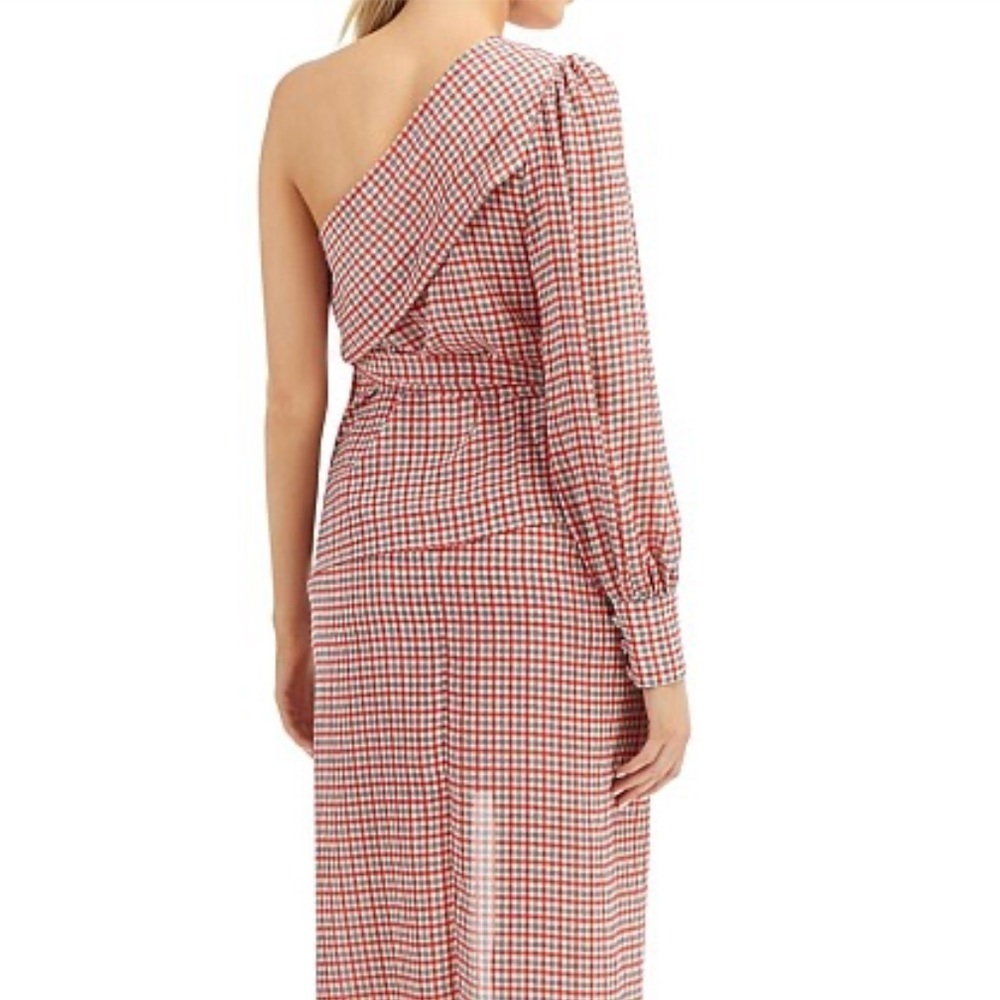C/MEO COLLECTIVE Counting All Plaid One Shoulder Tie Front Top Medium - Picture 6 of 9